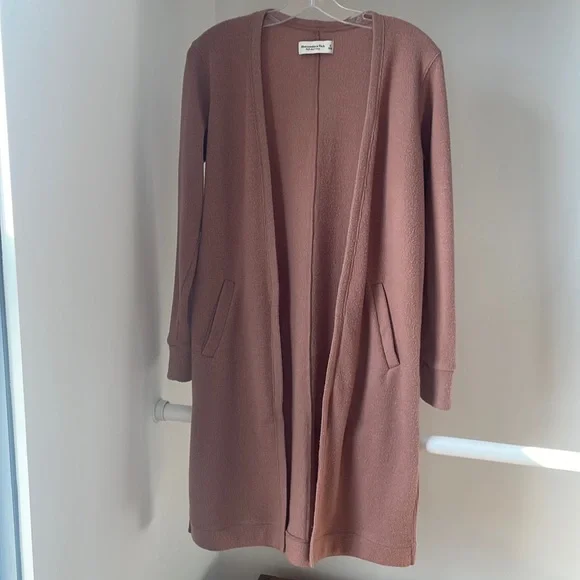 Abercrombie & Fitch Soft A&F Cozy Small Dusty Rose Long Duster Cardig… - Picture 1 of 8